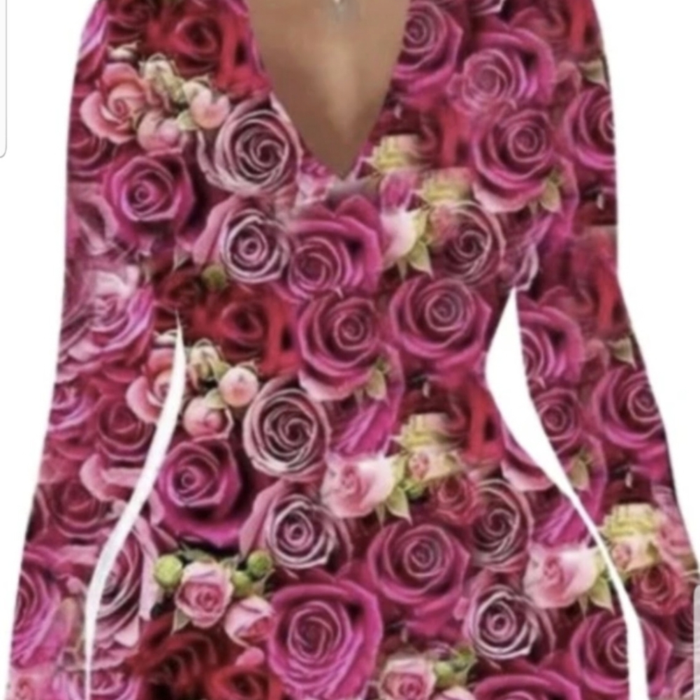 Vibrant Floral Pink V-neck Romper